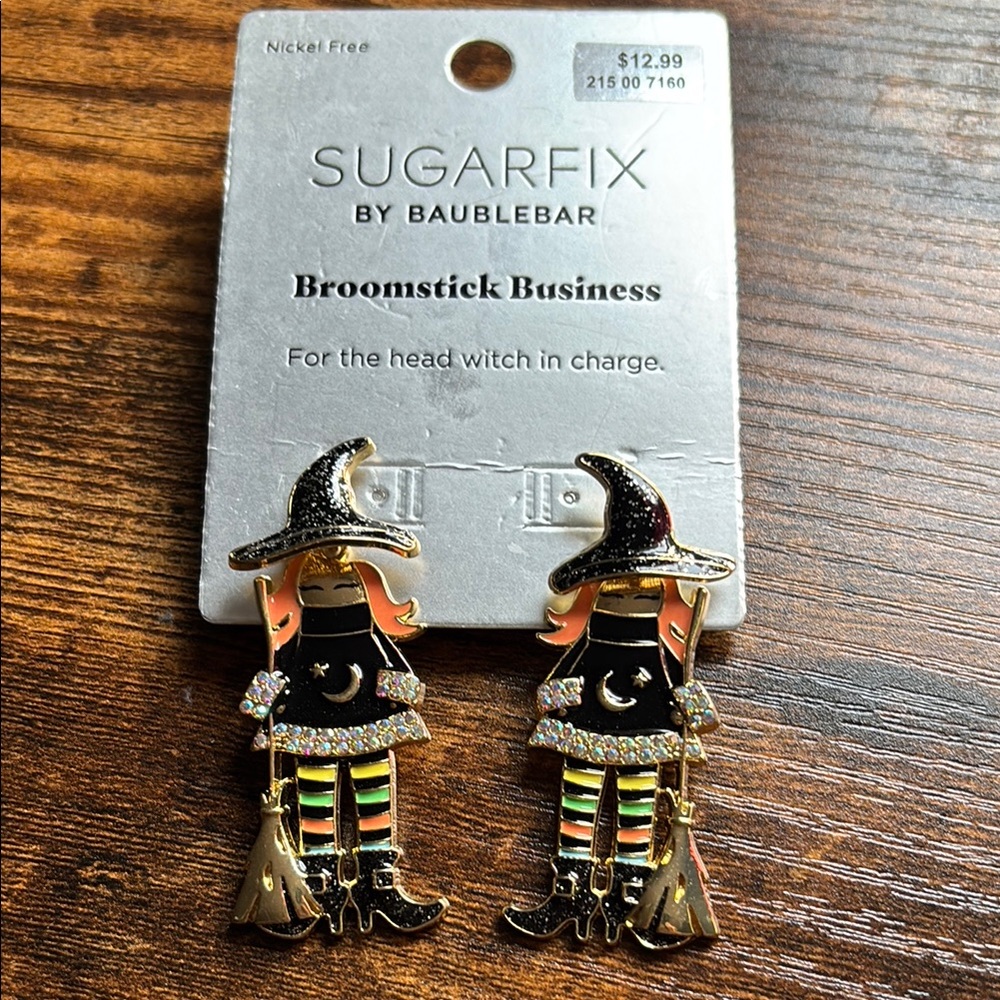 Sugarfix by Baublebar Swinging Witch Earrings. Broomstick‎ Business NWT